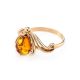 Cognac Amber Ring In Gold The Swan, Ring Size: 8 / 18, image , picture 6