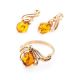 Cognac Amber Ring In Gold The Swan, Ring Size: 9 / 19, image , picture 7