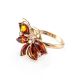 Floral Amber Ring In Gold With Crystals The Lotus, Ring Size: 7 / 17.5, image , picture 4