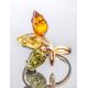 Adorable Multicolor Amber Ring In Gold-Plated Silver The Dandelion, Ring Size: 9.5 / 19.5, image , picture 2