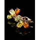 Multicolor Amber Earrings In Gold-Plated Silver The Dandelion, image , picture 2