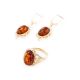 Drop Amber Earrings In Gold-Plated Silver The Carmen, image , picture 6