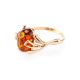 Bright Gold-Plated Ring With Cognac Amber The Crocus, Ring Size: 8 / 18, image , picture 3