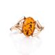 Bright Gold-Plated Ring With Cognac Amber The Crocus, Ring Size: 6.5 / 17, image , picture 2
