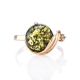 Green Amber Ring In Gold With Crystal The Swan, Ring Size: 13 / 22, image , picture 3