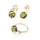 Green Amber Ring In Gold With Crystal The Swan, Ring Size: 7 / 17.5, image , picture 5