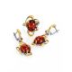Drop Cognac Amber Earrings In Gold-Plated Silver With Crystals The Pompadour, image , picture 4