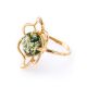 Floral Golden Ring With Green Amber The Daisy, Ring Size: 9 / 19, image , picture 4