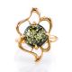 Floral Golden Ring With Green Amber The Daisy, Ring Size: 9 / 19, image , picture 3