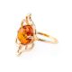 Lovely Gold-Plated Ring With Cognac Amber The Daisy, Ring Size: 8 / 18, image , picture 4