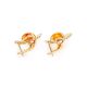 Bright Gold-Plated Earrings With Cognac Amber The Daisy, image , picture 5