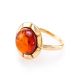 Gold-Plated Silver Ring With Cognac Amber The Zephyr, Ring Size: 5.5 / 16, image , picture 3