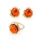 Gold-Plated Silver Ring With Cognac Amber The Zephyr, Ring Size: 13 / 22, image , picture 4