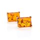 Gold-Plated Silver Earrings With Square Cognac Amber Stone The Rectangle, image , picture 3