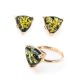 Casual Style Gold Plated Silver Earrings With Green Amber The Etude, image , picture 6