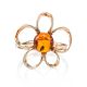 Charming Gold-Plated Ring With Cognac Amber The Daisy, Ring Size: 13 / 22, image , picture 3