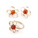 Charming Gold-Plated Ring With Cognac Amber The Daisy, Ring Size: 13 / 22, image , picture 5
