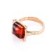 Golden Ring With Bright Amber Stone, Ring Size: 7 / 17.5, image , picture 4