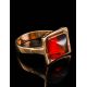 Golden Ring With Bright Amber Stone, Ring Size: 7 / 17.5, image , picture 2