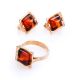 Golden Ring With Bright Amber Stone, Ring Size: 7 / 17.5, image , picture 5