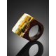 Boho Style Wooden Ring With Amber The Indonesia, Ring Size: 5 / 15.5, image , picture 2