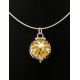 Silver Pendant Necklace With Honey Amber, image , picture 2