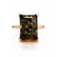 Gold-Plated Silver Ring With Square Green Amber Stone The Rectangle​, Ring Size: 9 / 19, image , picture 3