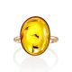 Oval Amber Ring In Gold With Inclusion The Clio, Ring Size: 7 / 17.5, image , picture 5