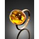 Oval Amber Ring In Gold With Inclusion The Clio, Ring Size: 7 / 17.5, image , picture 2