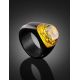 Hornbeam Wood Ring With Lemon Amber The Indonesia, Ring Size: 7 / 17.5, image , picture 2