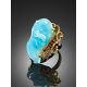 Mix Color Silver Cocktail Ring With Chalсedony The Serenade, Ring Size: Adjustable, image , picture 2
