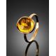 Exclusive Golden Ring With Amber And Inclusions The Clio, Ring Size: 7 / 17.5, image , picture 3