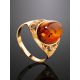 Gold-Plated Ring With Cognac Amber Stone The Carmen, Ring Size: 9 / 19, image , picture 2