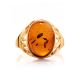 Gold-Plated Ring With Cognac Amber Stone The Carmen, Ring Size: 8 / 18, image , picture 3