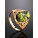 Green Amber Ring In Gold-Plated Silver The Carmen, Ring Size: 9.5 / 19.5, image , picture 2