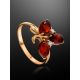 Refined Gold-Plated Ring With Cognac Amber And Crystals The Verbena, Ring Size: 8 / 18, image , picture 2