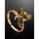 Gold-Plated Ring With Green Amber With Crystals The Verbena, Ring Size: 11.5 / 21, image , picture 2