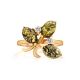 Gold-Plated Ring With Green Amber With Crystals The Verbena, Ring Size: 9.5 / 19.5, image , picture 4