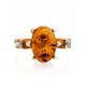Gold-Plated Cocktail Ring With Cognac Amber And Crystals The Nostalgia, Ring Size: 11 / 20.5, image , picture 4
