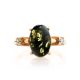 Classy Gold-Plated Ring With Green Amber And Crystals The Nostalgia, Ring Size: 13 / 22, image , picture 4