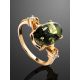 Classy Gold-Plated Ring With Green Amber And Crystals The Nostalgia, Ring Size: 6 / 16.5, image , picture 2