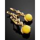 Drop Amber Earrings In Gold-Plated Silver With Crystals The Sambia, image , picture 2