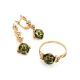 Green Amber Ring In Gold-Plated Silver With Crystals The Sambia, Ring Size: 10 / 20, image , picture 5
