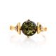 Green Amber Ring In Gold-Plated Silver With Crystals The Sambia, Ring Size: 11 / 20.5, image , picture 4