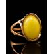 Honey Amber Ring In Gold-Plated Silver The Strauss, Ring Size: 6 / 16.5, image , picture 5