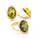 Bold Gold-Plated Ring With Green Amber The Strauss, Ring Size: 5.5 / 16, image , picture 4