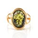 Bold Gold-Plated Ring With Green Amber The Strauss, Ring Size: 5.5 / 16, image , picture 3
