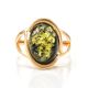 Bold Gold-Plated Ring With Green Amber The Strauss, Ring Size: 12 / 21.5, image , picture 3