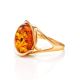 Gold-Plated Ring With Cognac Amber The Strauss, Ring Size: 8.5 / 18.5, image , picture 5