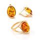 Gold-Plated Ring With Cognac Amber The Strauss, Ring Size: 11 / 20.5, image , picture 6